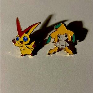 Pokemon Enamel Pins - Yellow and White- Victini & Jirachi
